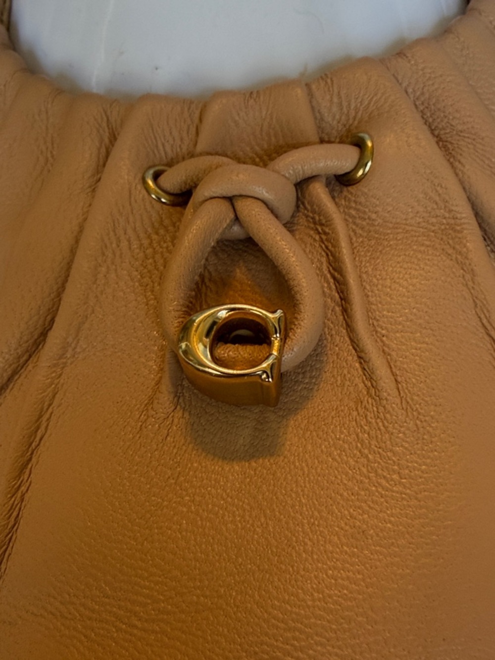 Coach Balletcore Blush Leather Ruched Ballet Flats Gold Detail (GUC) - Picture 10 of 13